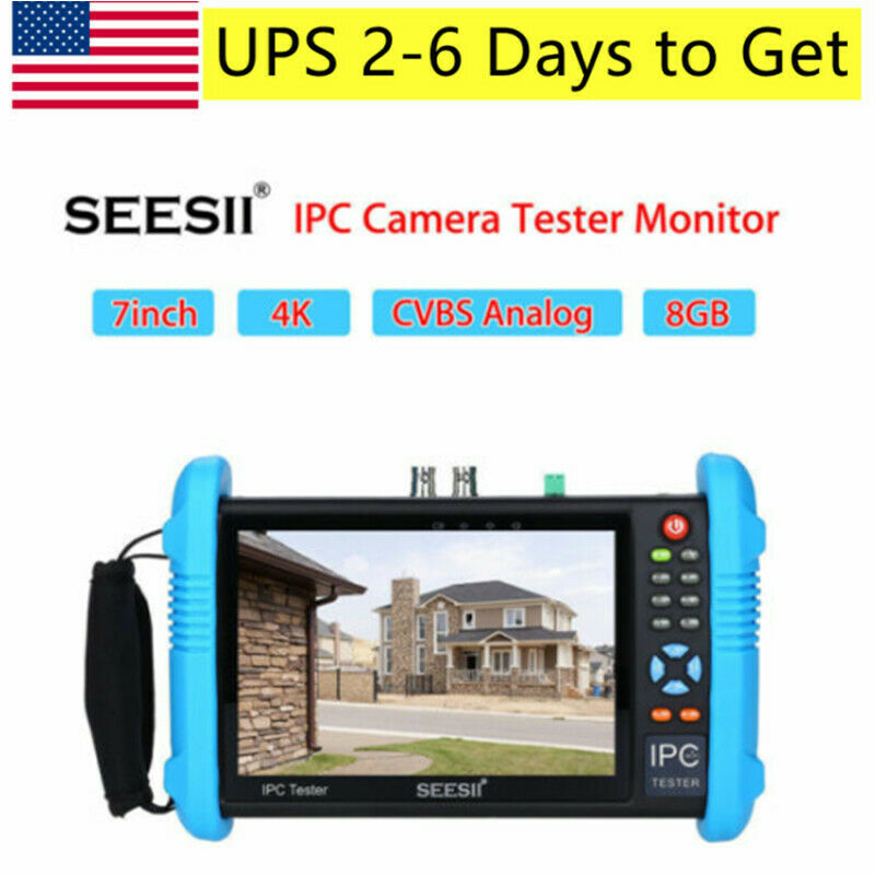 7" 4k Ipc Camera Cctv Tester Monitor Cvbs Audio Ip Analog Poe Test Onvif Poe Usa