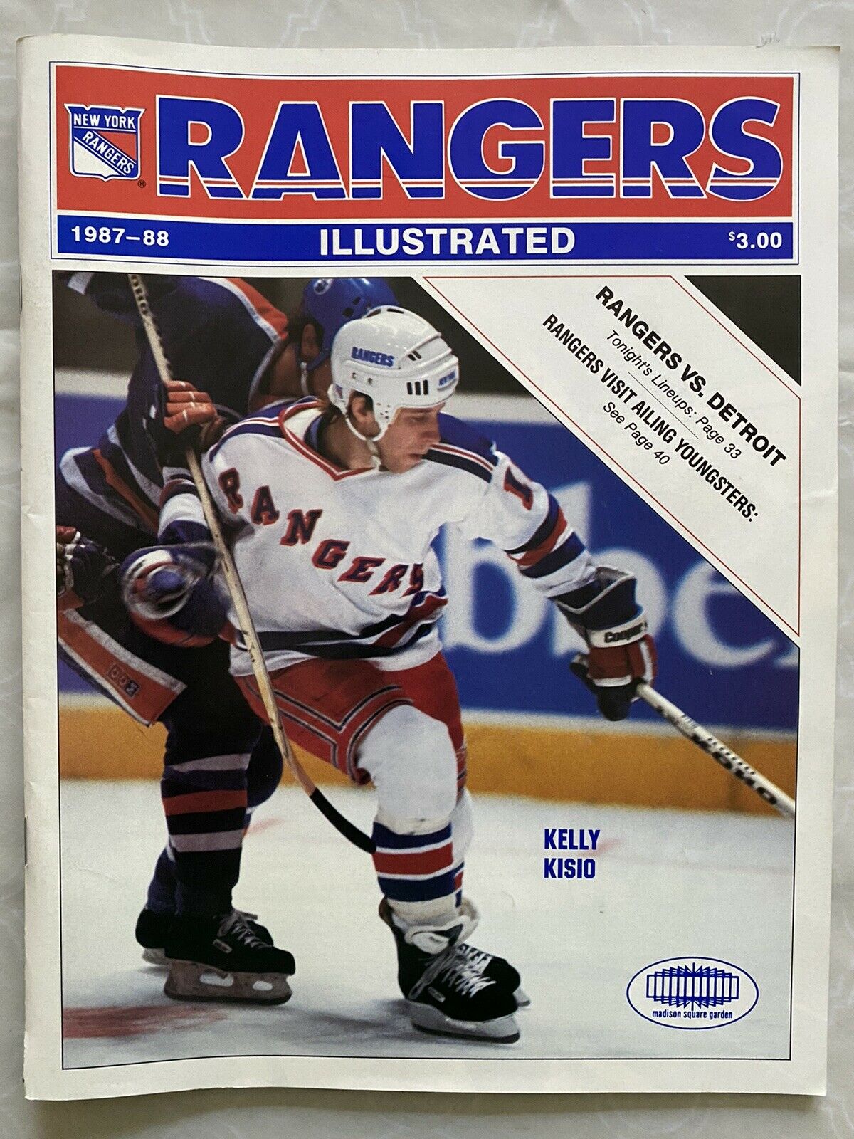 1987-88 Nhl New York Rangers Program (1/13/88 Vs. Detroit) - Great Condition!