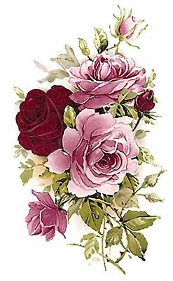 Pink Burgundy Rose Flowers Select-a-size Waterslide Ceramic Decals Bx
