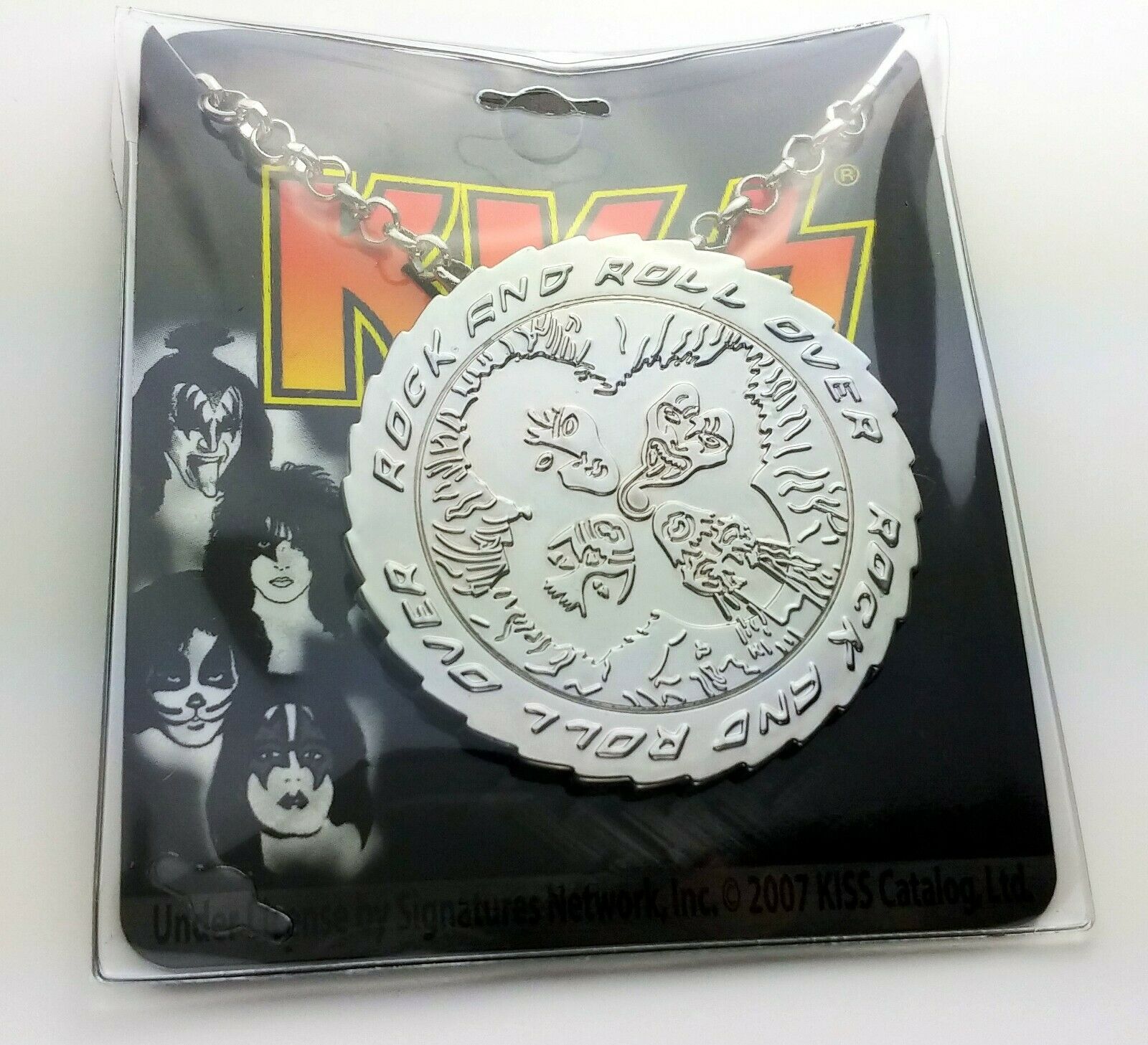 Kiss Band Metal Necklace Rock And Roll Over Large Pendant Jewelry 2007 Unused