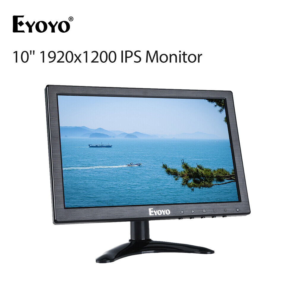 Eyoyo 10" Inch Hdmi Ips Monitor 1920x1200 Bnc Vga Av Output For Cctv Dvd Pc Dvr