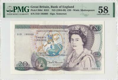 1984-88 Bank Of England Qeii 20 Pounds **somerset** (( Pmg 58 ))
